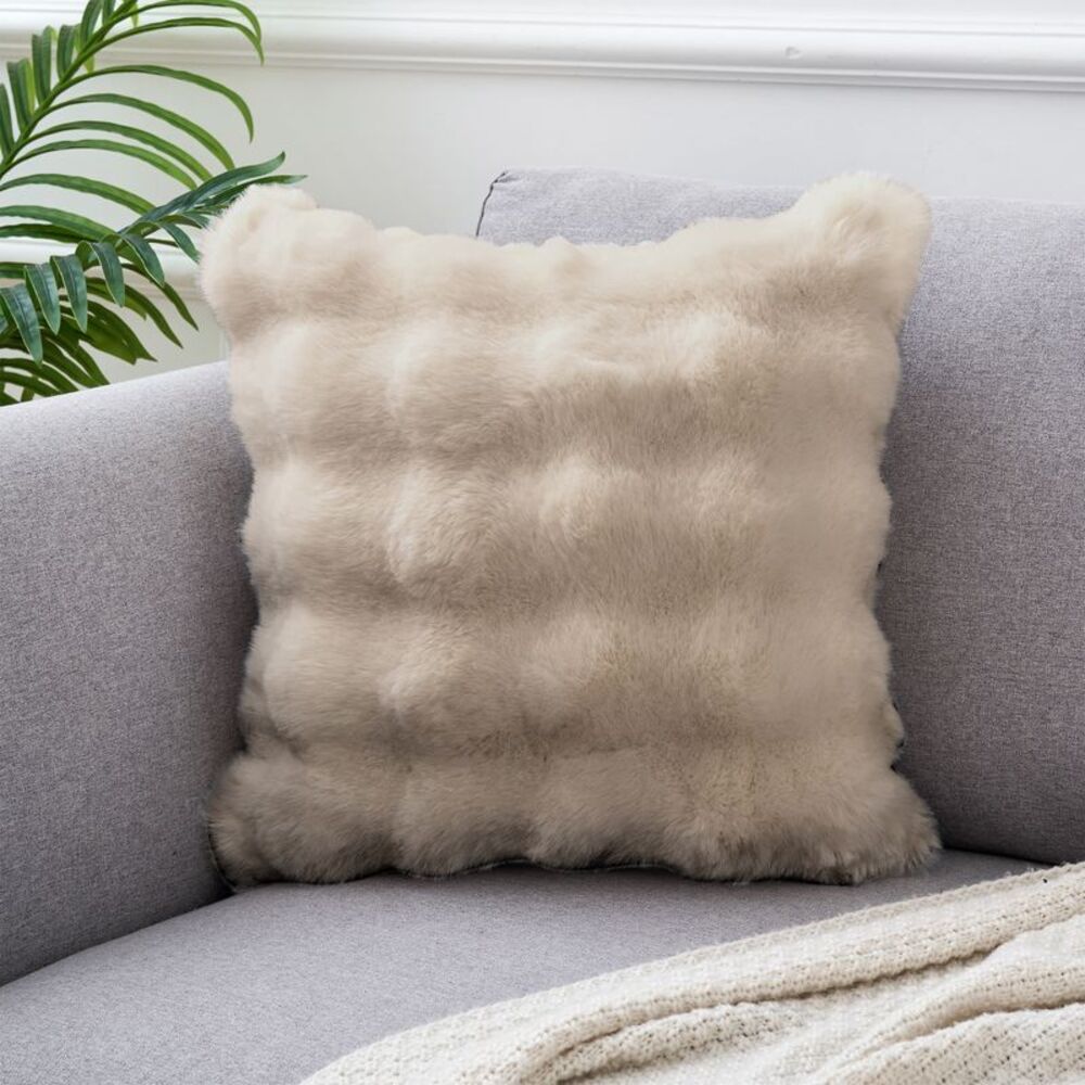 uxcell 1 Pc Faux Fur Cozy Throw Pillow Case 18 x 18 Inch Brown